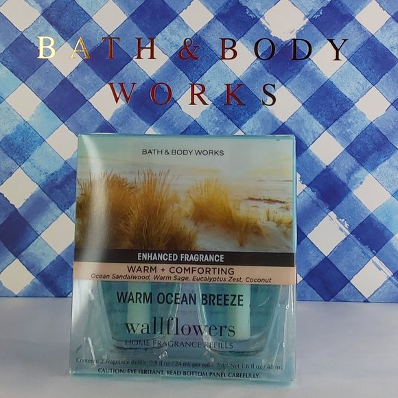 BATH & BODY WORKS HOME 'WARM OCEAN BREEZE' FRAGRANCE REFILLS 2~PACK SET - Picture 1 of 16